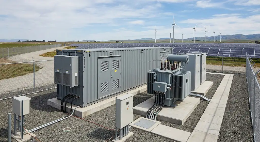 Containerized battery energy storage system at an outdoor site@polinovelbess Containerized battery energy storage system at an outdoor site@polinovelbess