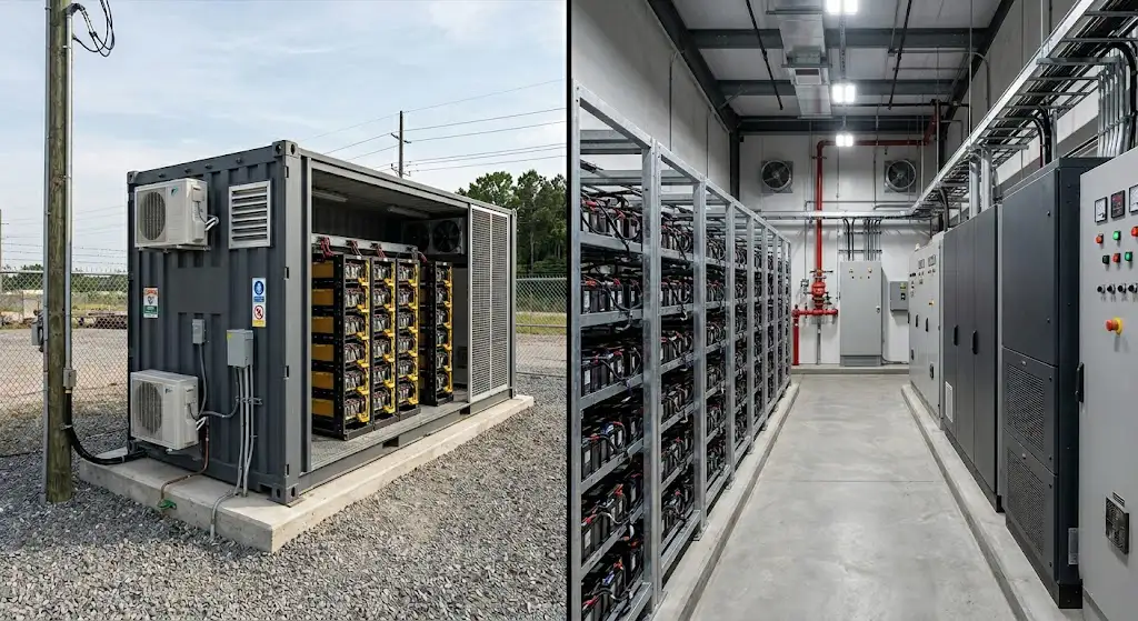Containerized BESS compared with a site-built battery room@polinovelbess Containerized BESS compared with a site-built battery room@polinovelbess